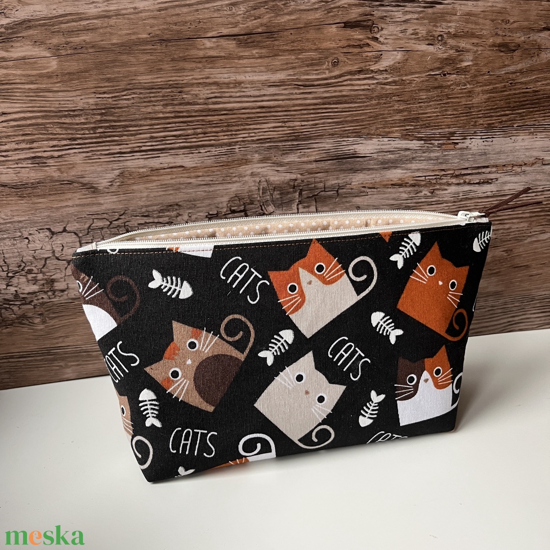 Cicás NAGY vászon neszesszer karácsony gyereknap ajándék - táska & tok - neszesszer - Meska.hu