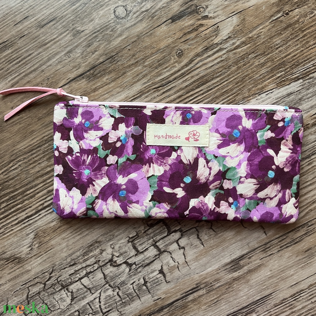 Lila-rózsaszín virágos tolltartó szemüvegtok neszesszer karácsony ajándék - táska & tok - neszesszer - Meska.hu