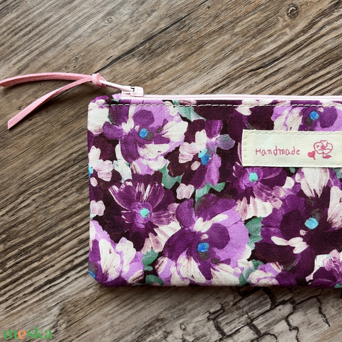Lila-rózsaszín virágos tolltartó szemüvegtok neszesszer karácsony ajándék - táska & tok - neszesszer - Meska.hu