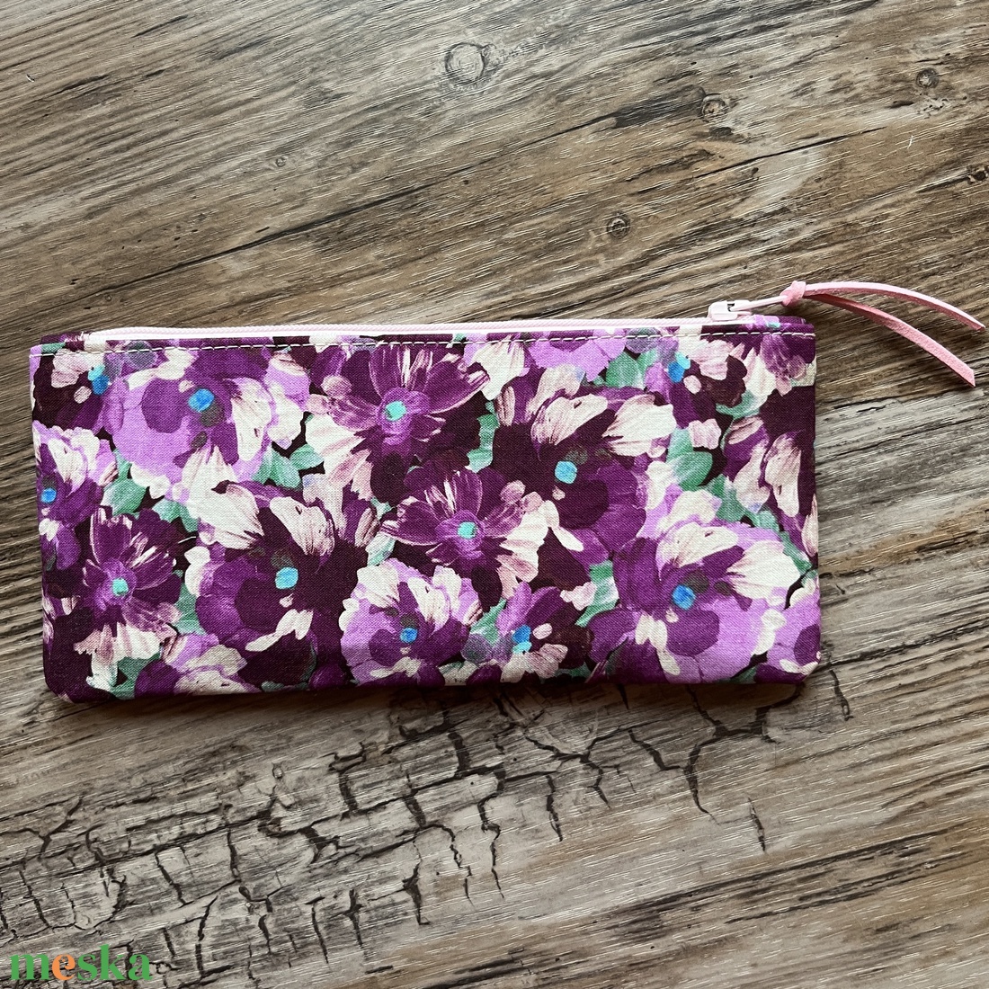 Lila-rózsaszín virágos tolltartó szemüvegtok neszesszer karácsony ajándék - táska & tok - neszesszer - Meska.hu