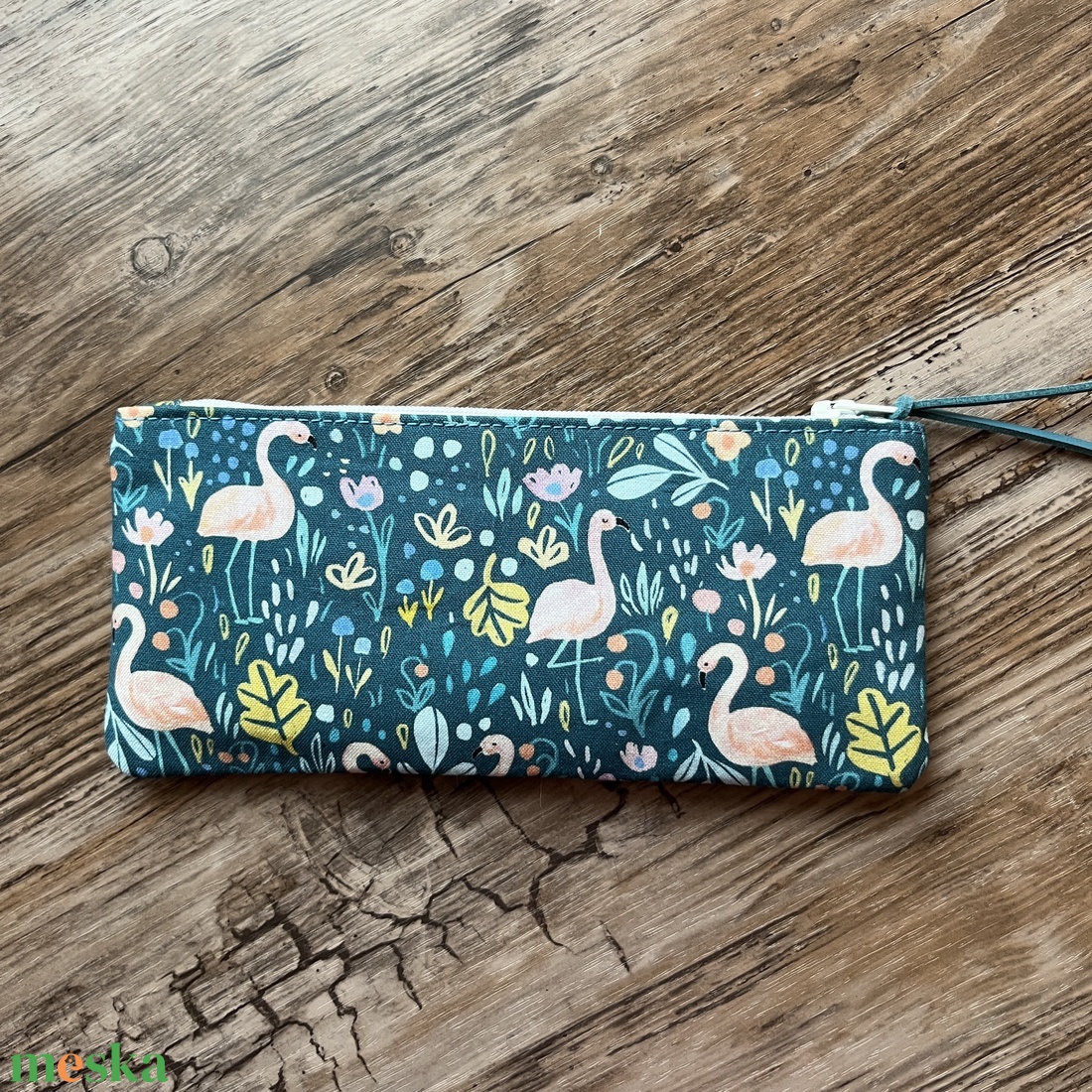 Flamingó mintás neszesszer tolltartó szemüvegtartó türkiz neszeszer gyereknap - táska & tok - neszesszer - Meska.hu