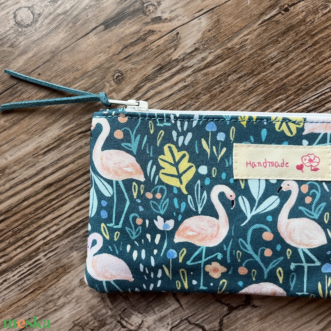 Flamingó mintás neszesszer tolltartó szemüvegtartó türkiz neszeszer gyereknap - táska & tok - neszesszer - Meska.hu