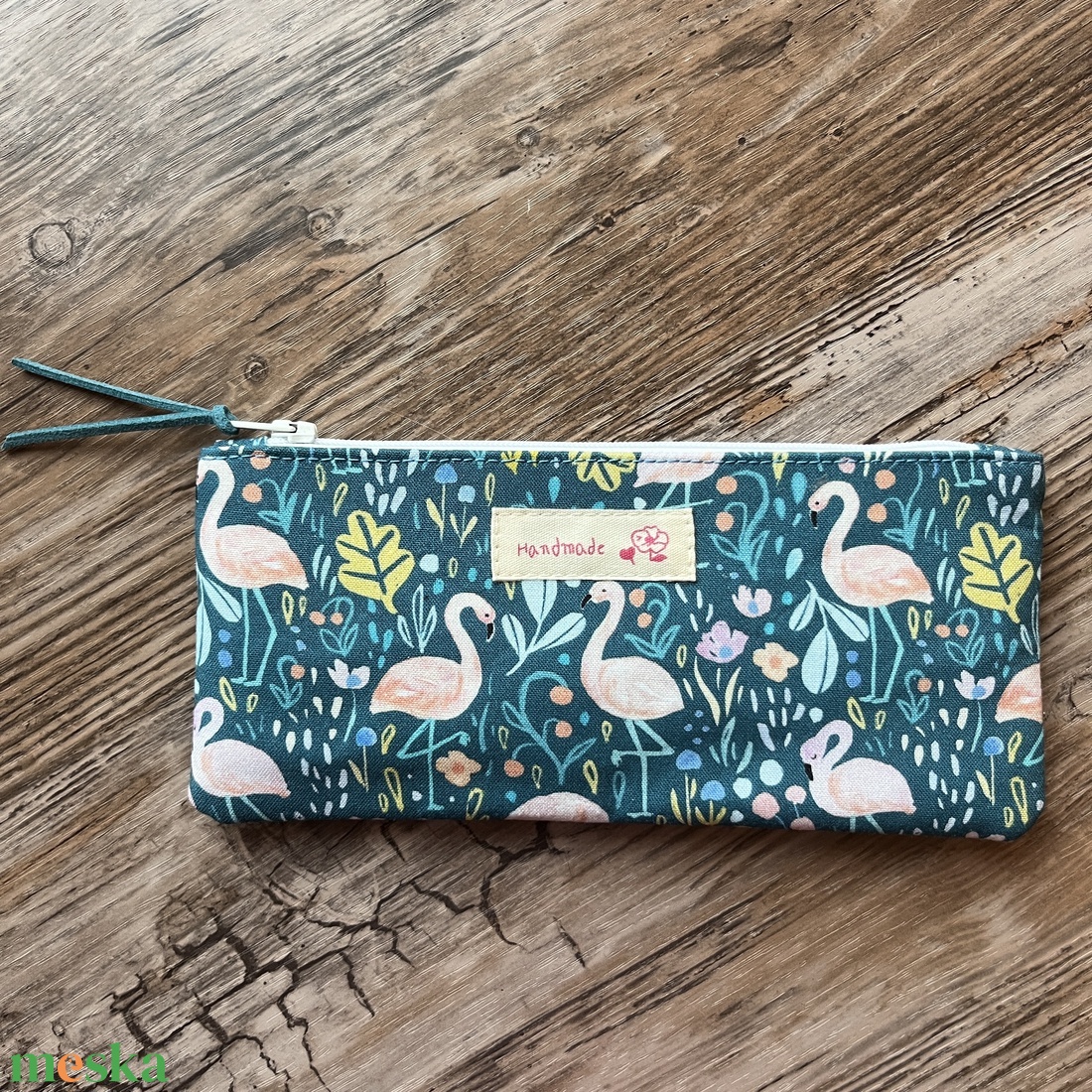 Flamingó mintás neszesszer tolltartó szemüvegtartó türkiz neszeszer gyereknap - táska & tok - neszesszer - Meska.hu