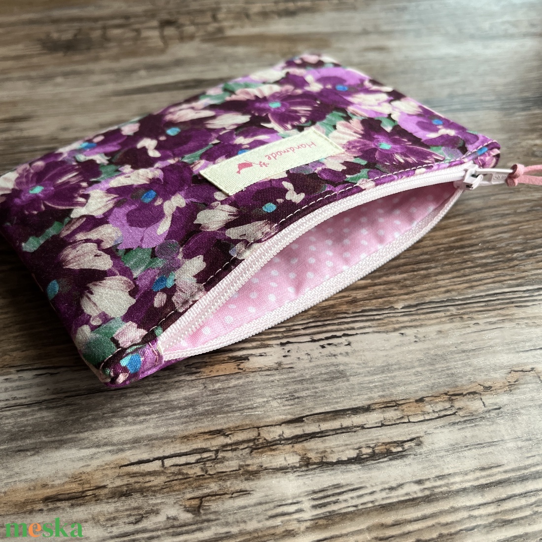 Lila virágos boríték neszesszer irattartó tok erszény karácsony ajándék - táska & tok - neszesszer - Meska.hu