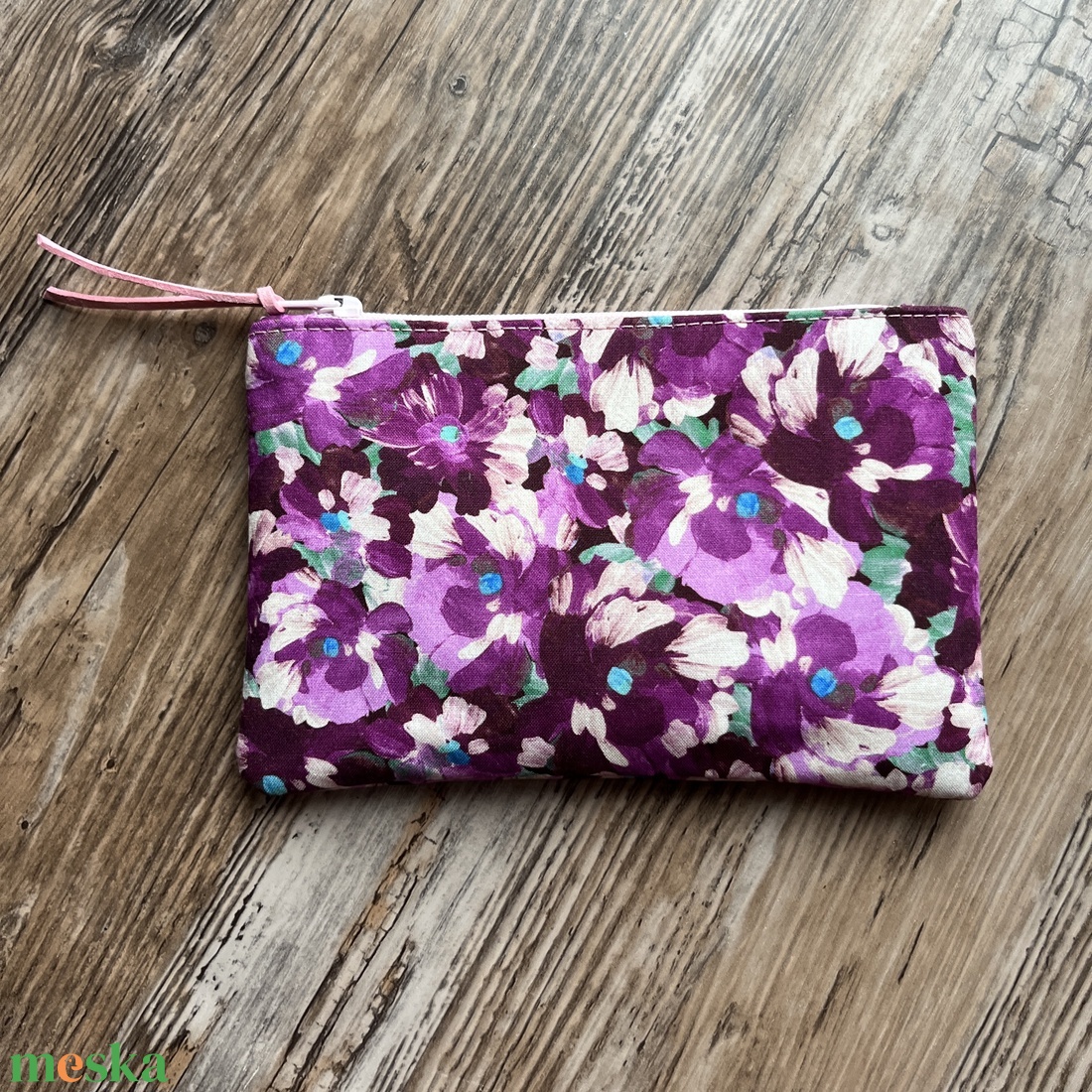 Lila virágos boríték neszesszer irattartó tok erszény karácsony ajándék - táska & tok - neszesszer - Meska.hu