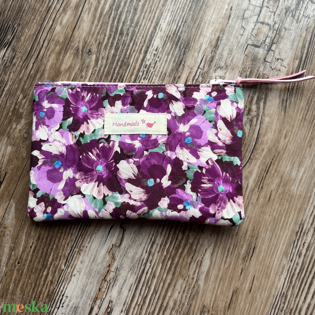 Lila virágos boríték neszesszer irattartó tok erszény karácsony ajándék - táska & tok - neszesszer - Meska.hu