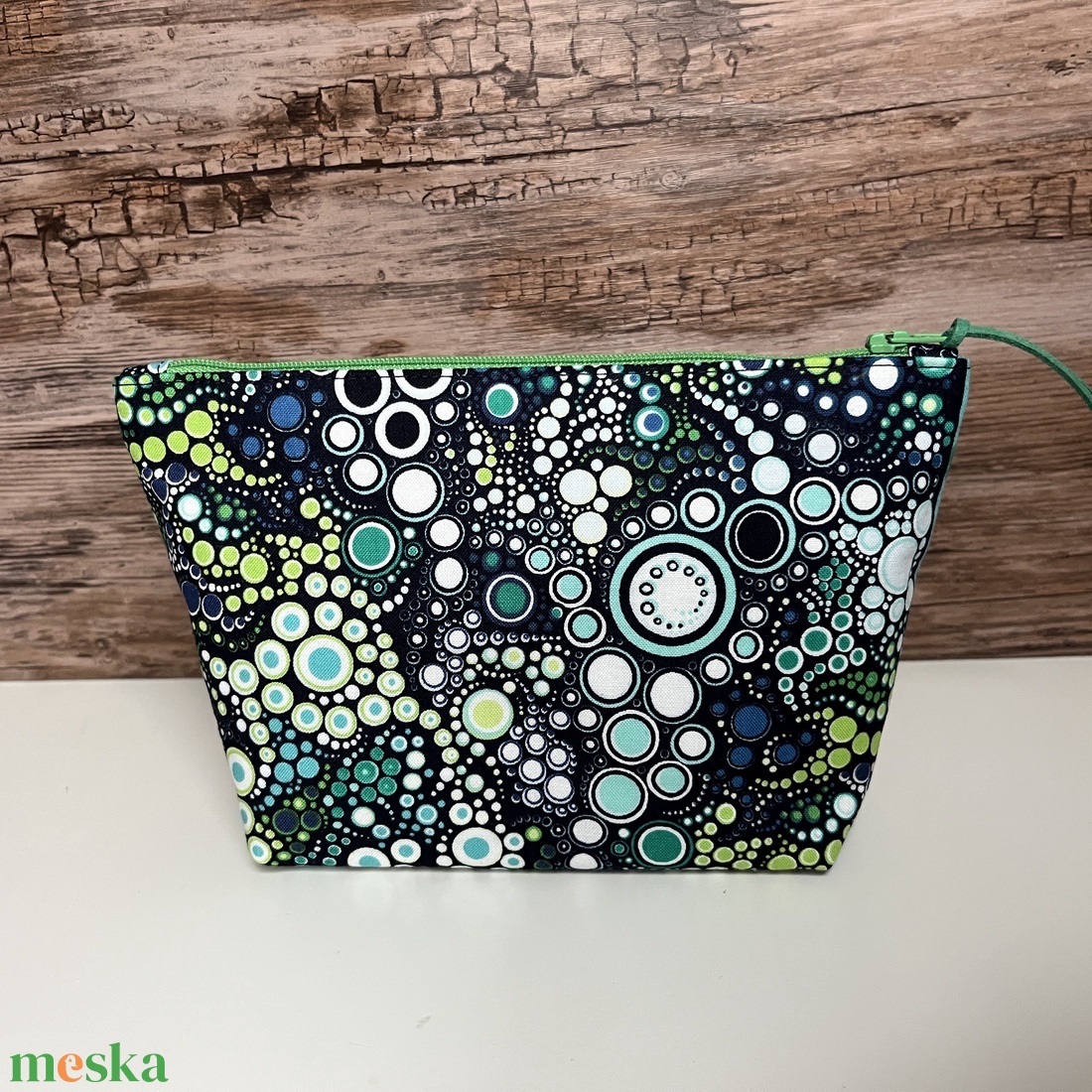 Buborék mintás neszesszer kék-zöld pipere táska karácsony ajándék - táska & tok - neszesszer - Meska.hu