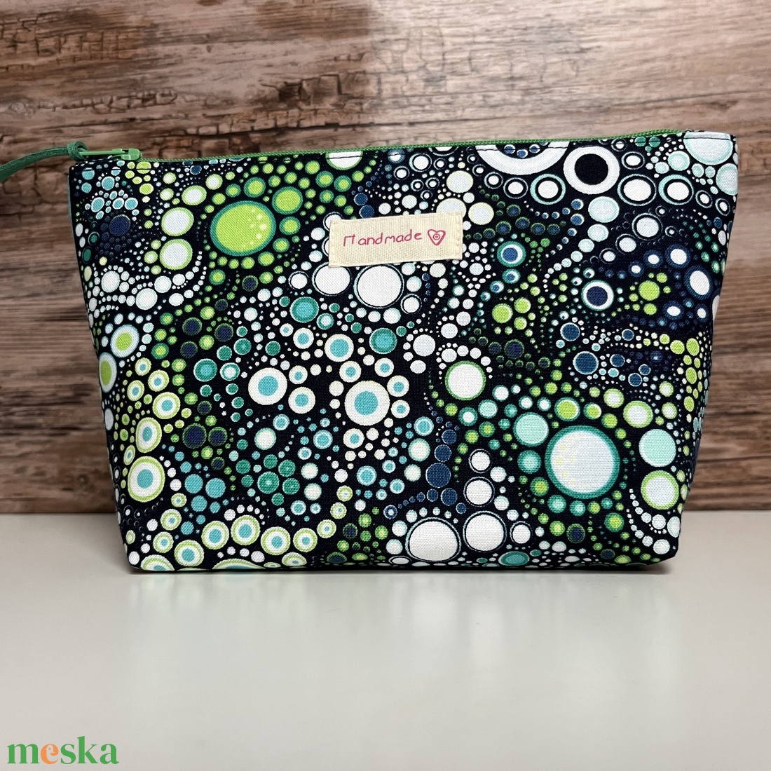 Buborék mintás neszesszer kék-zöld pipere táska karácsony ajándék - táska & tok - neszesszer - Meska.hu