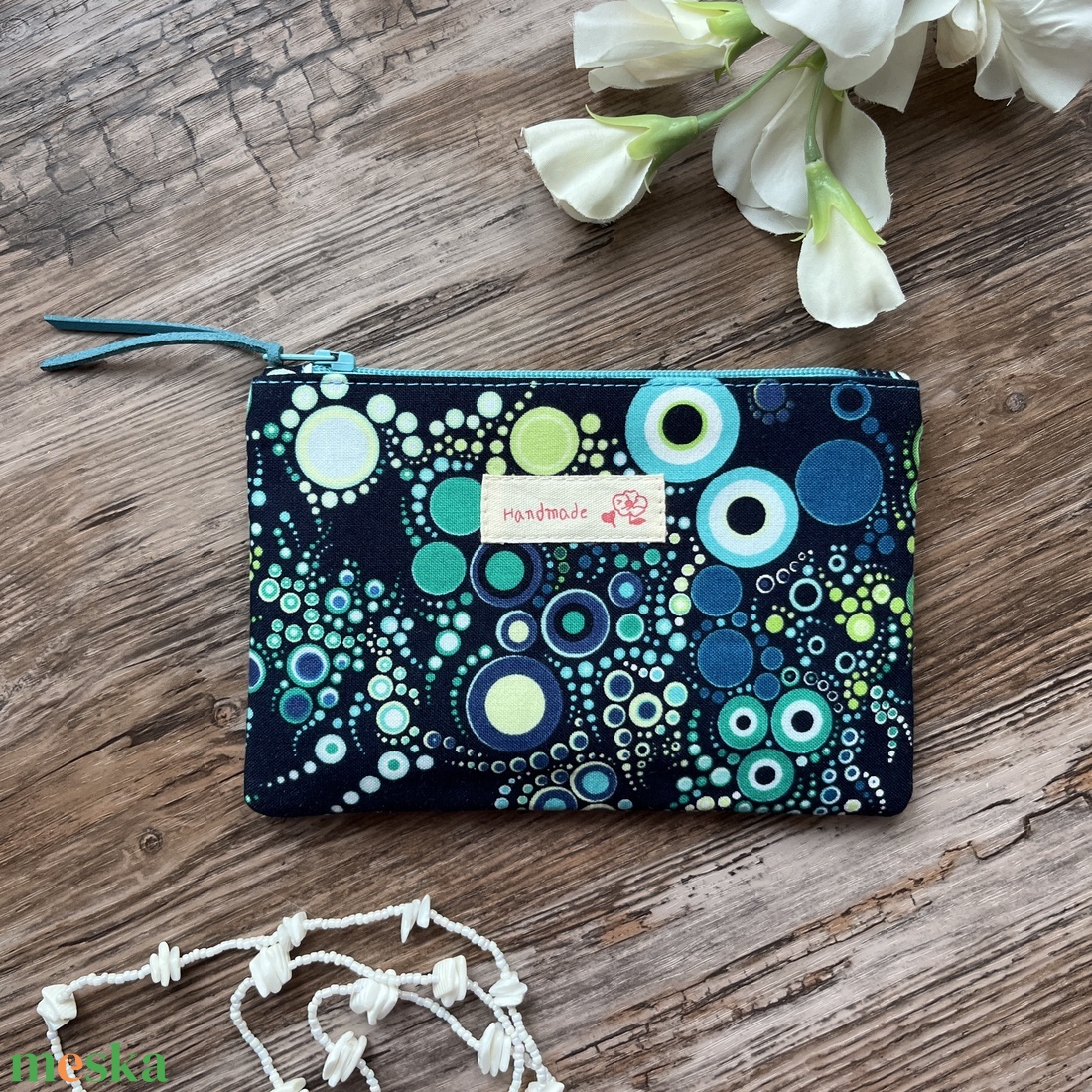 Buborék mintás neszesszer kék zöld boríték neszeszer irattartó erszény tok kártyatartó zsepitartó pénztárca - táska & tok - neszesszer - Meska.hu