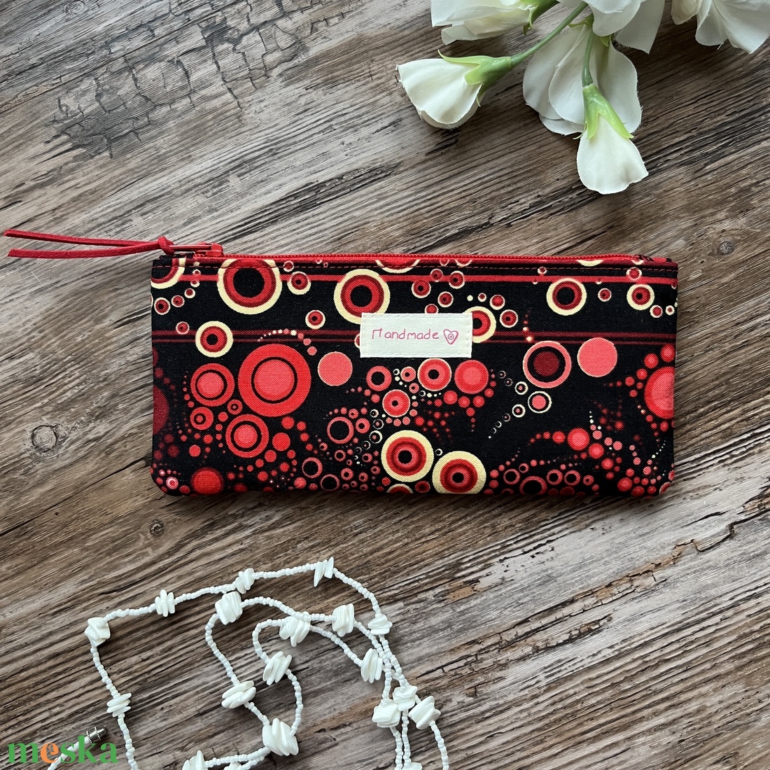 Izzó tűz piros mintás tolltartó neszesszer szemüvegtartó karácsony ajándék - táska & tok - neszesszer - Meska.hu