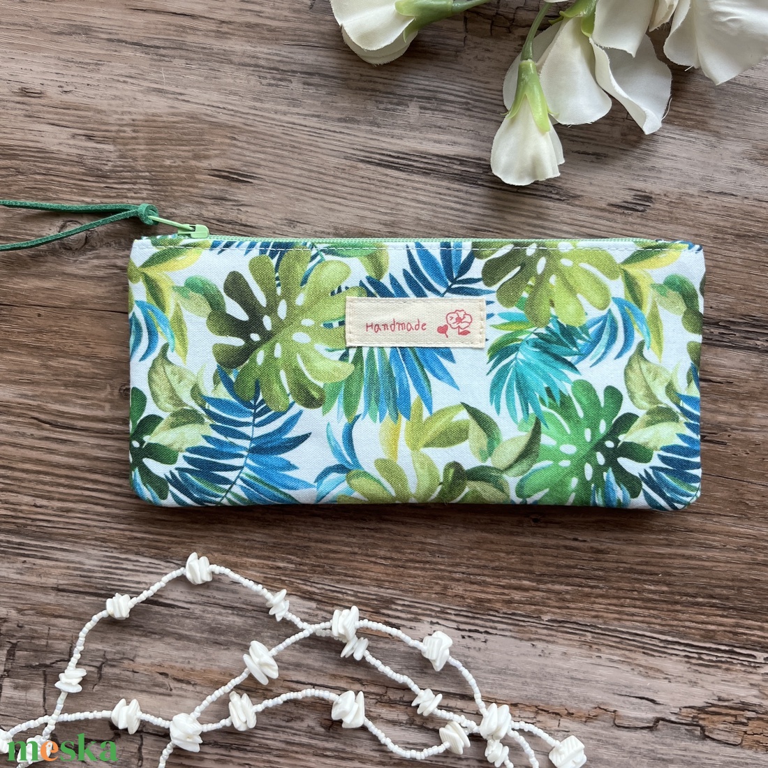 Trópusi levél mintás neszesszer tolltartó szemüvegtartó - táska & tok - neszesszer - Meska.hu