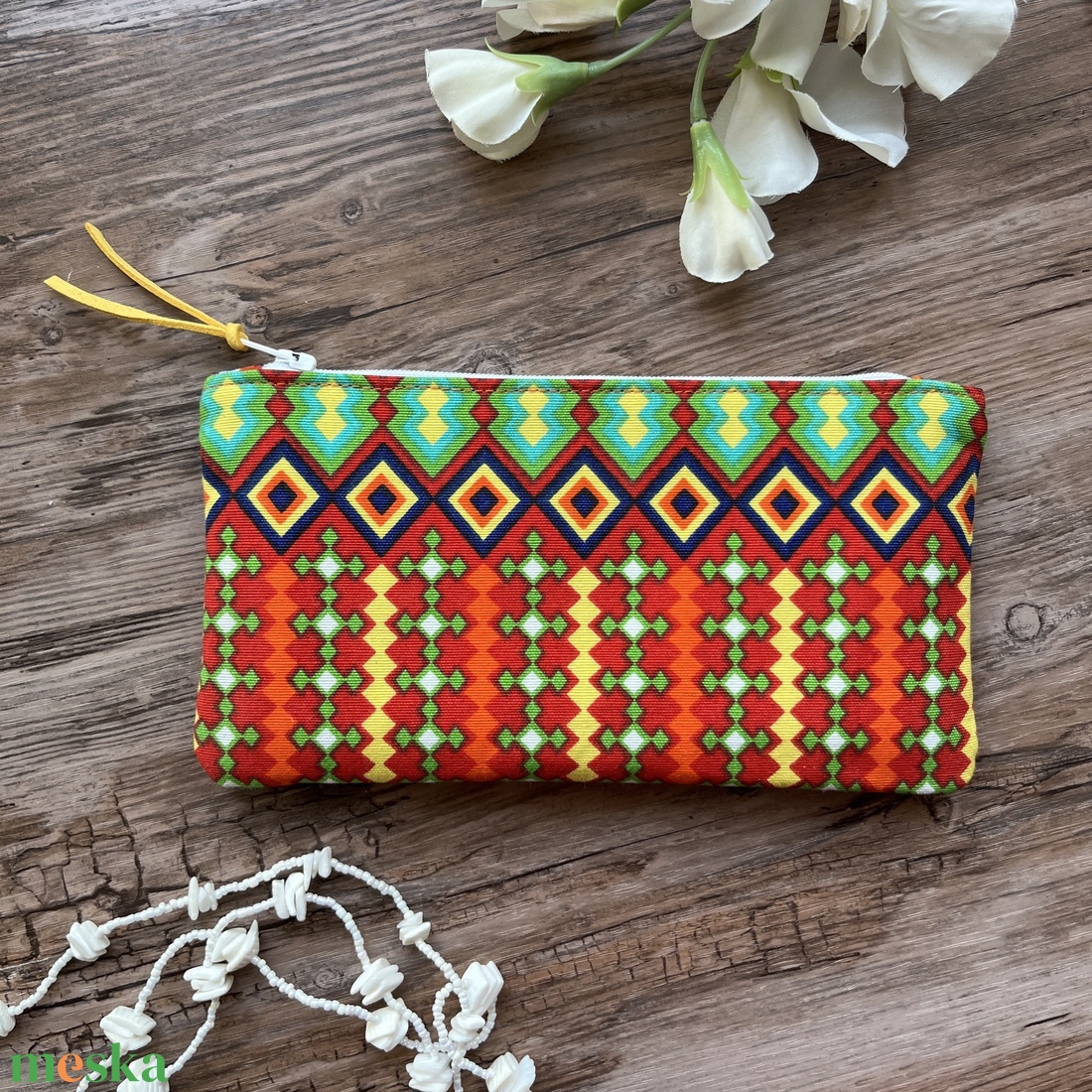 Azték mintás dekorvászon neszeszer irattartó ajándék születénap pedagógusnap gyereknap - táska & tok - neszesszer - Meska.hu