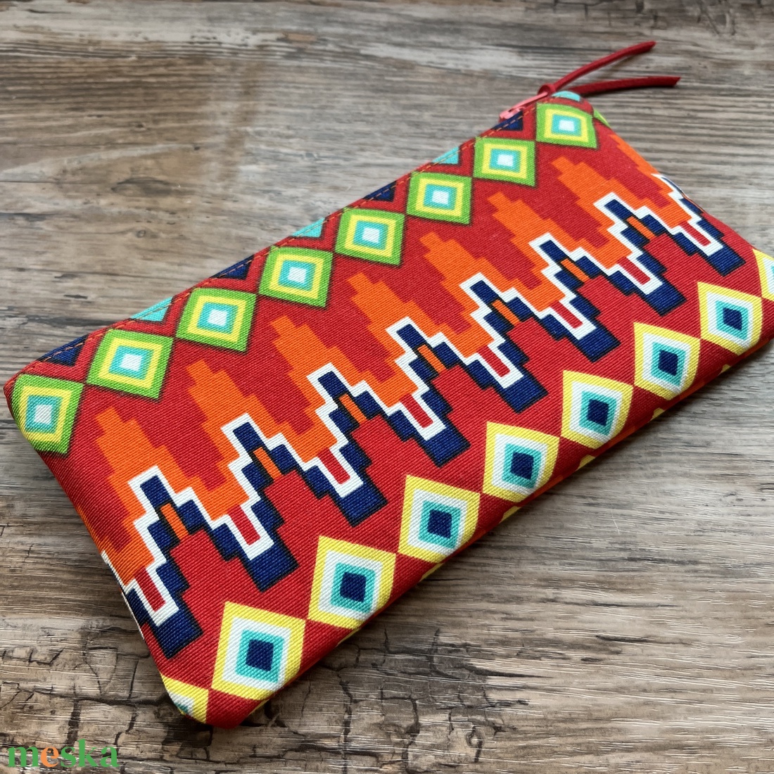 Azték mintás dekorvászon neszeszer irattartó ajándék születénap pedagógusnap gyereknap - táska & tok - neszesszer - Meska.hu