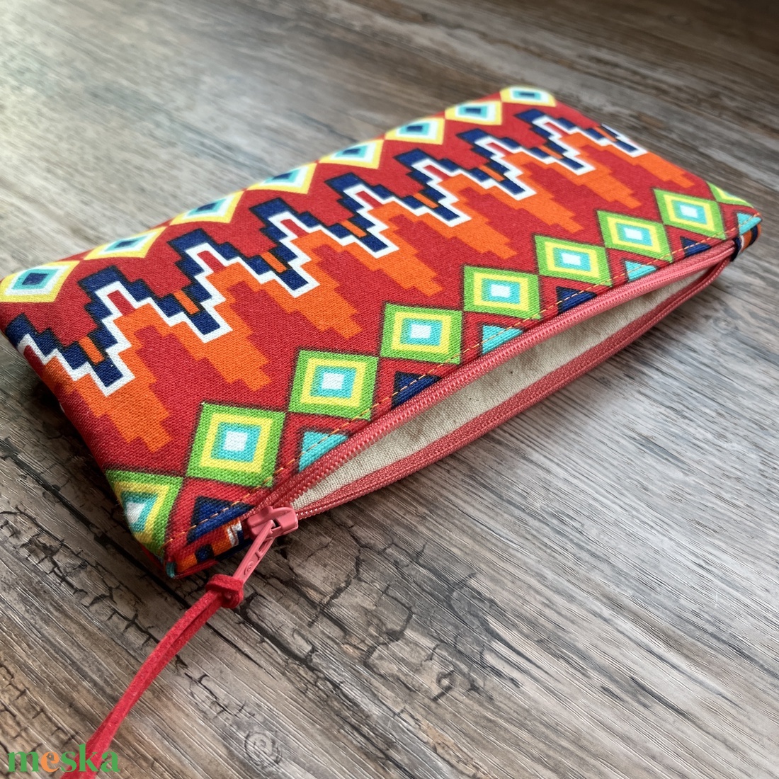 Azték mintás dekorvászon neszeszer irattartó ajándék születénap pedagógusnap gyereknap - táska & tok - neszesszer - Meska.hu