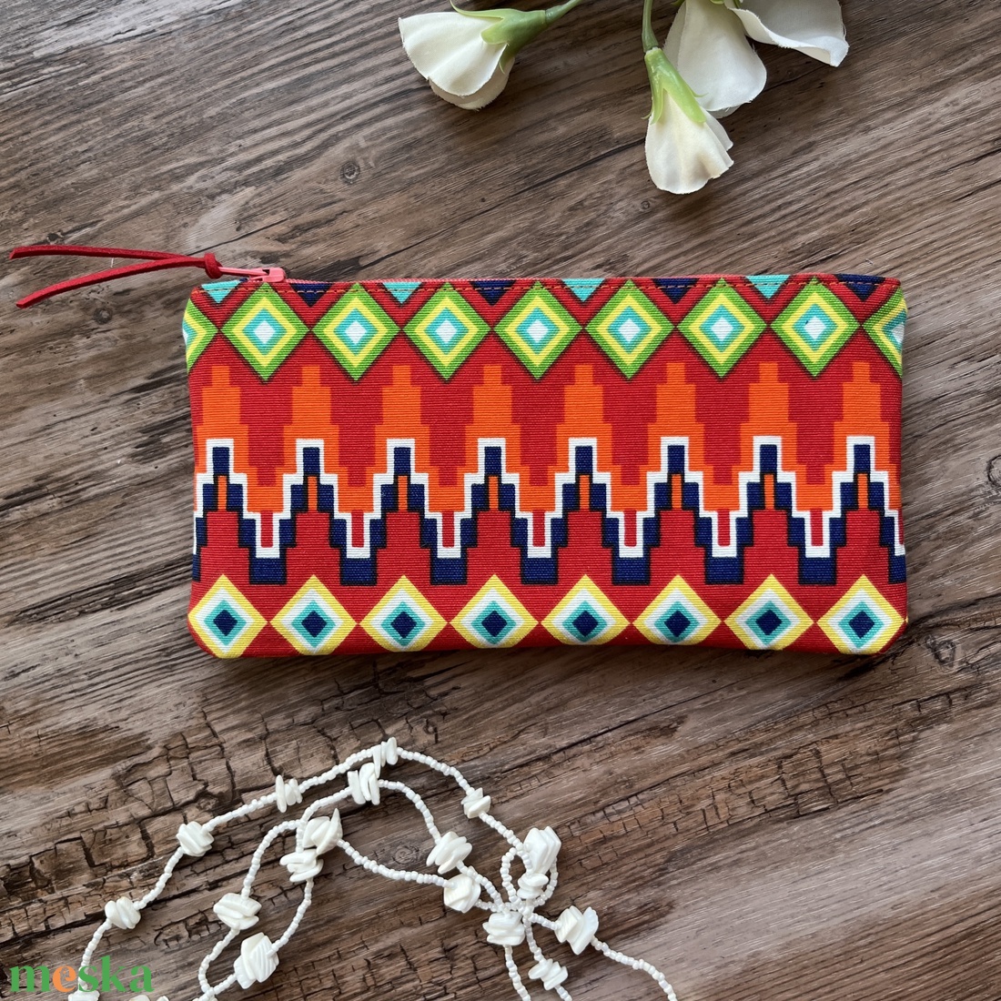 Azték mintás dekorvászon neszeszer irattartó ajándék születénap pedagógusnap gyereknap - táska & tok - neszesszer - Meska.hu