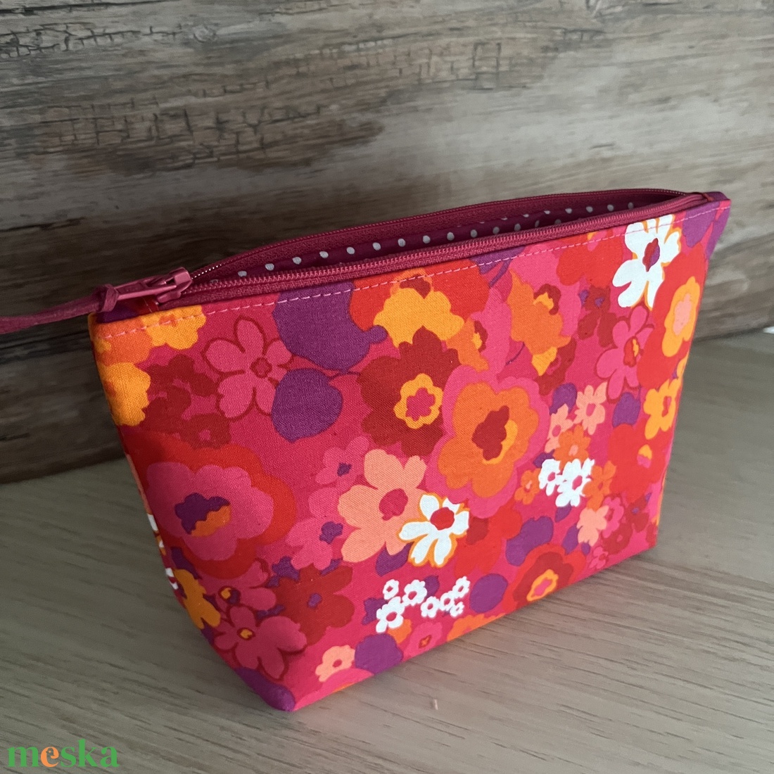 Lila-rózsaszín-sárga tavaszi virágos neszesszer pipere táska születésnap gyereknap pedagógusnap neszeszer - táska & tok - neszesszer - Meska.hu