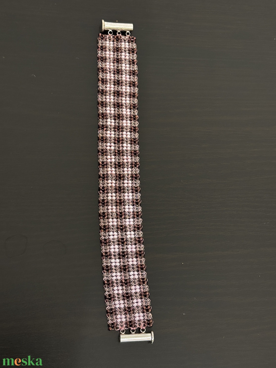 Rózsaszín pepita karkötő - ékszer - karkötő - gyöngyös karkötő - Meska.hu