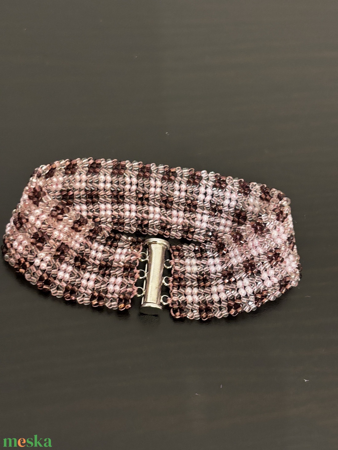 Rózsaszín pepita karkötő - ékszer - karkötő - gyöngyös karkötő - Meska.hu