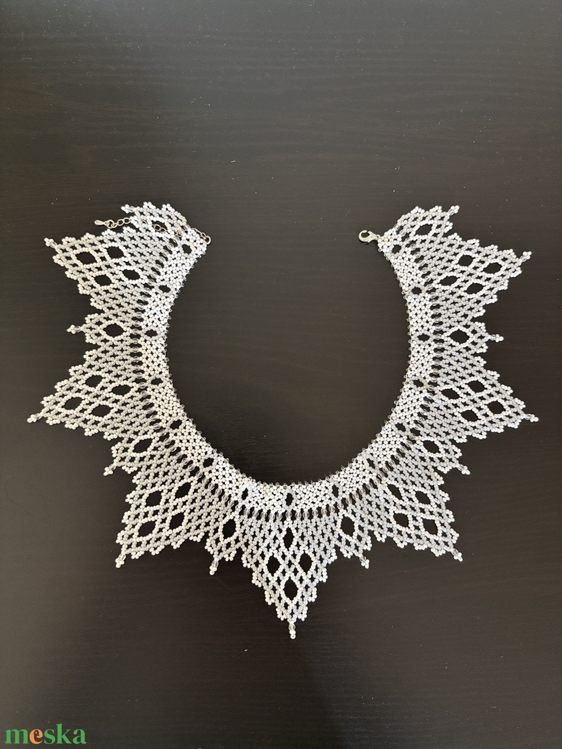 Fehér gyöngy kriza nyakék - ékszer - nyaklánc - gyöngyös nyaklánc - Meska.hu