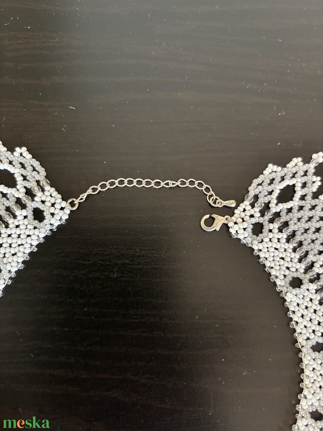 Fehér gyöngy kriza nyakék - ékszer - nyaklánc - gyöngyös nyaklánc - Meska.hu