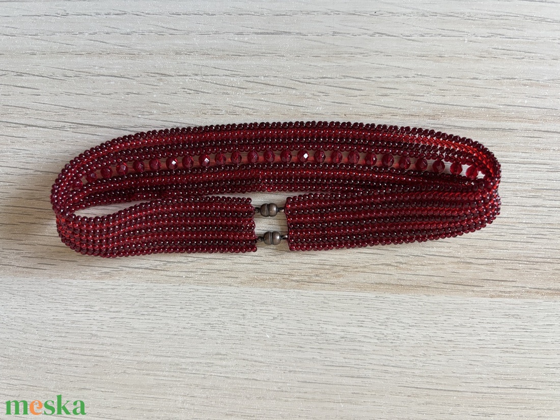 Piros kristályos nyakpánt - ékszer - nyaklánc - gyöngyös nyaklánc - Meska.hu