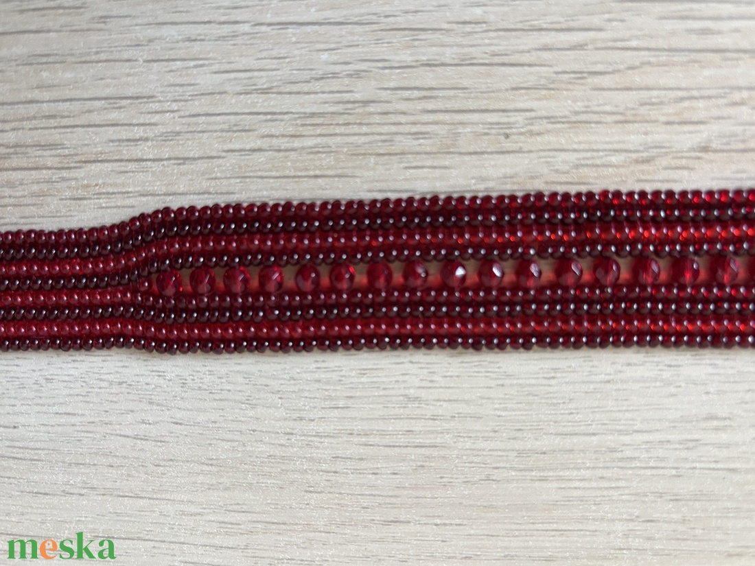 Piros kristályos nyakpánt - ékszer - nyaklánc - gyöngyös nyaklánc - Meska.hu