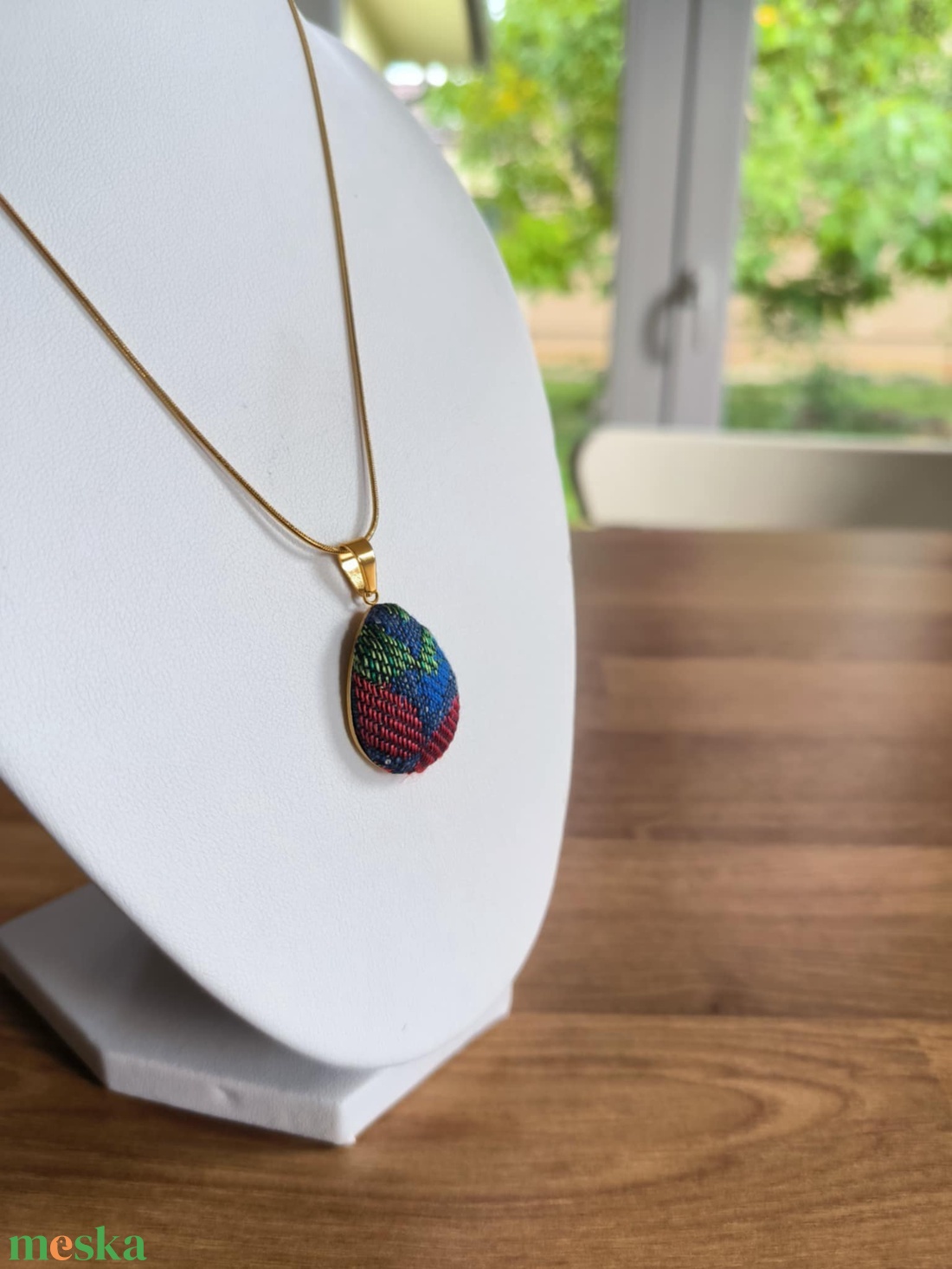 Nemesacél csepp medál Woven Wings Stockinette scrap-pel - ékszer - nyaklánc - medál - Meska.hu