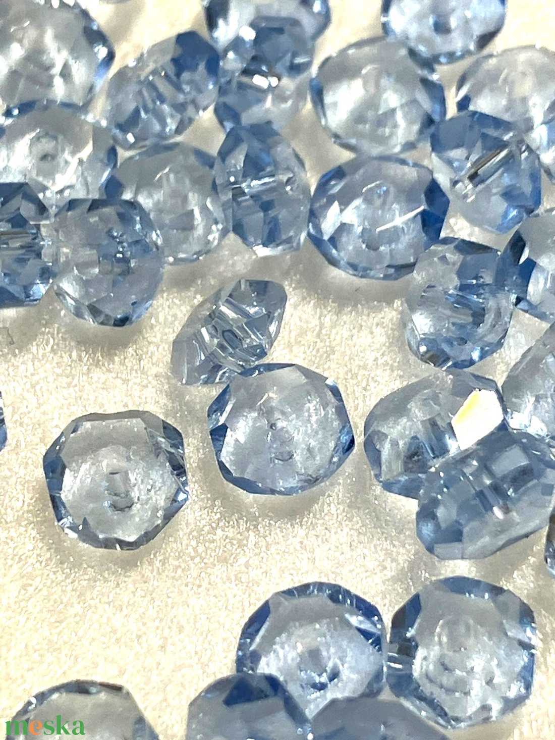 KÉK, CSISZOLT ÜVEGGYÖNGY, 6X4 MM-ES  - kellékek & szerszámok - gyöngyfűzés kellékek - üveggyöngy - Meska.hu