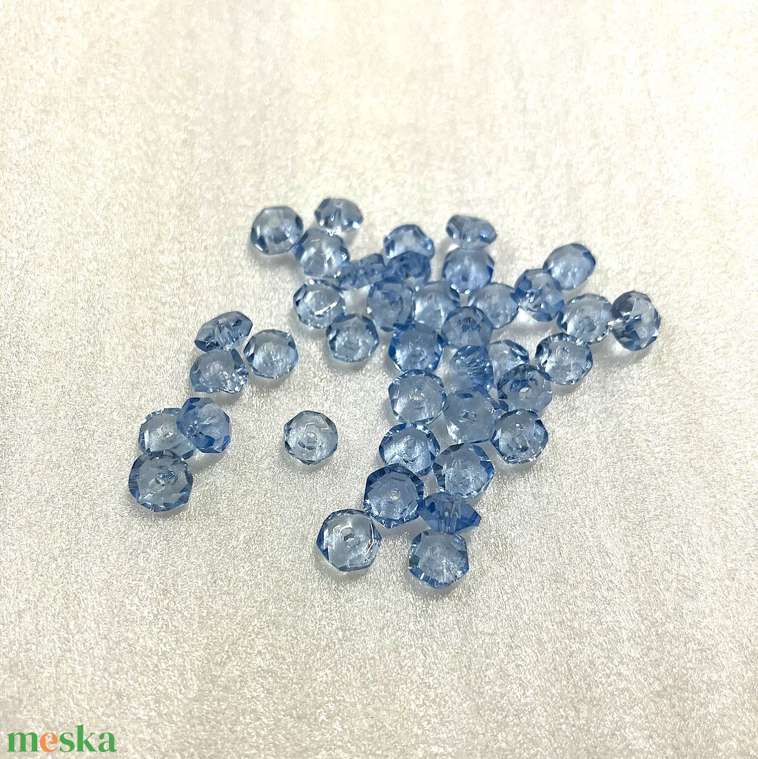 KÉK, CSISZOLT ÜVEGGYÖNGY, 6X4 MM-ES  - kellékek & szerszámok - gyöngyfűzés kellékek - üveggyöngy - Meska.hu