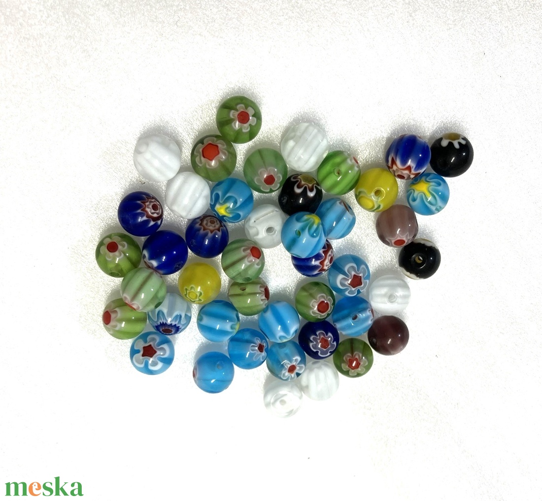 VEGYES SZÍNŰ MILLEFIORI ÜVEGGYÖNGY, 8 MM-ES - kellékek & szerszámok - gyöngyfűzés kellékek - üveggyöngy - Meska.hu VEGYES SZÍNŰ MILLEFIORI ÜVEGGYÖNGY, 8 MM-ES - kellékek & szerszámok - gyöngyfűzés kellékek - üveggyöngy - Meska.hu