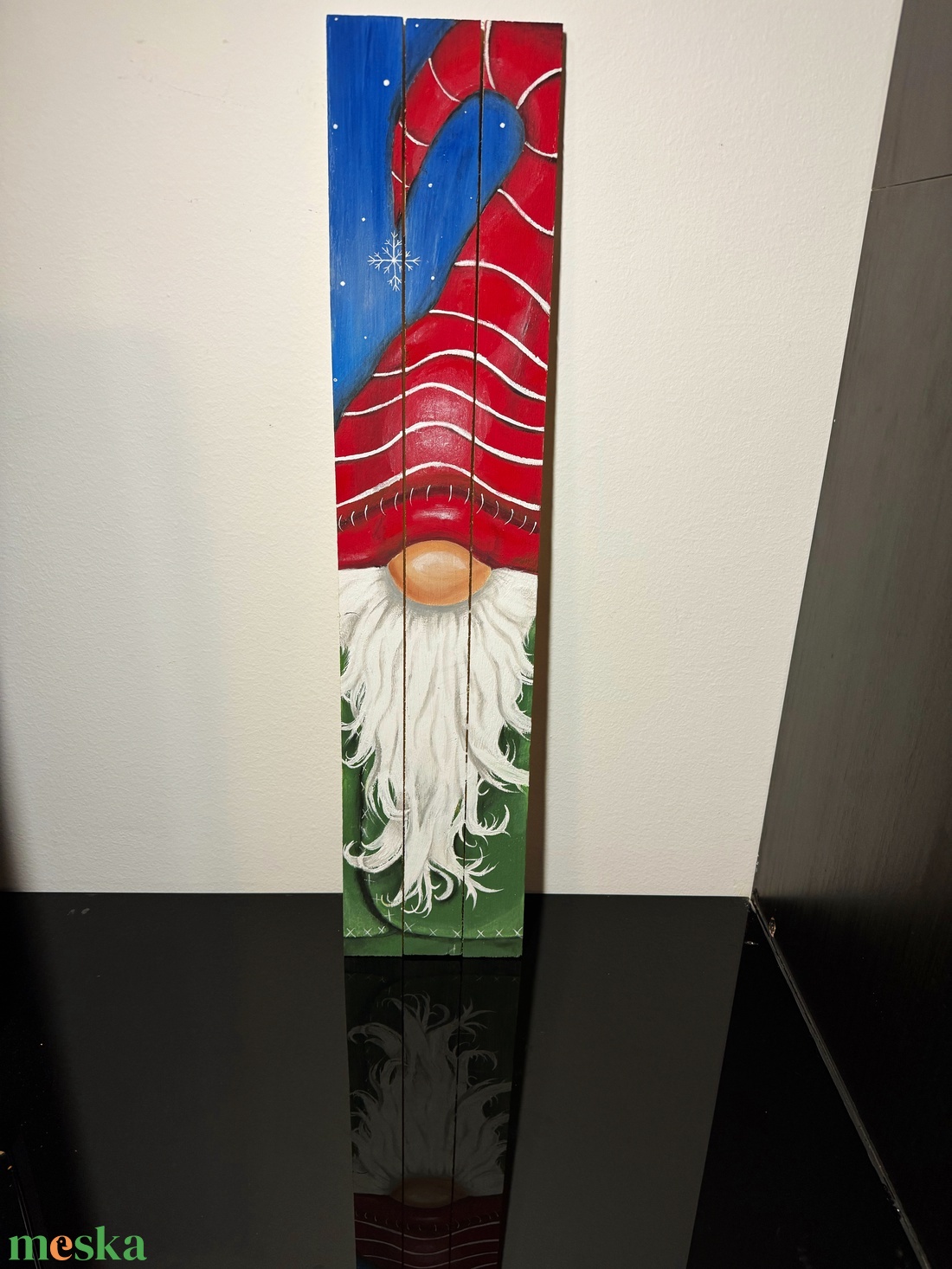 Karácsonyi manós festmény fa táblán - művészet - festmény - akril - Meska.hu