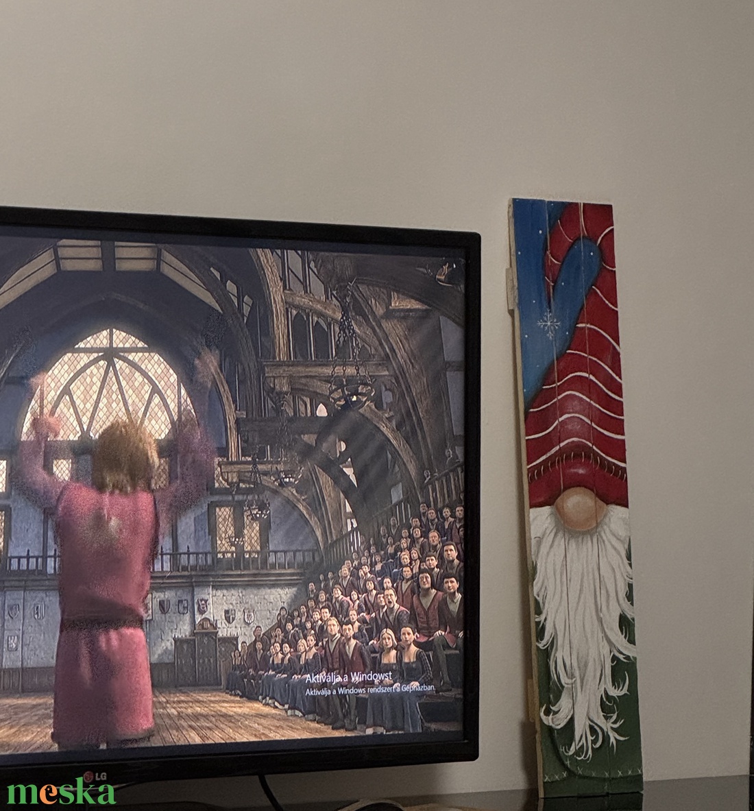 Karácsonyi manós festmény fa táblán - művészet - festmény - akril - Meska.hu