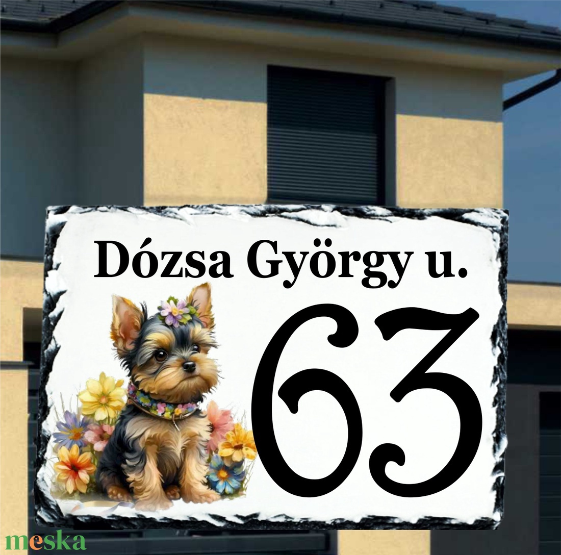 Házszám tábla yorkie 4 mintával - otthon & lakás - ház & kert - házszám - Meska.hu