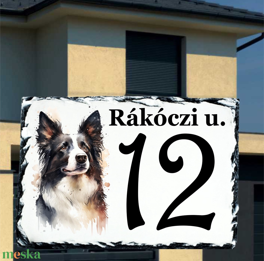 Házszám tábla Border Collie 1 mintával - otthon & lakás - ház & kert - házszám - Meska.hu