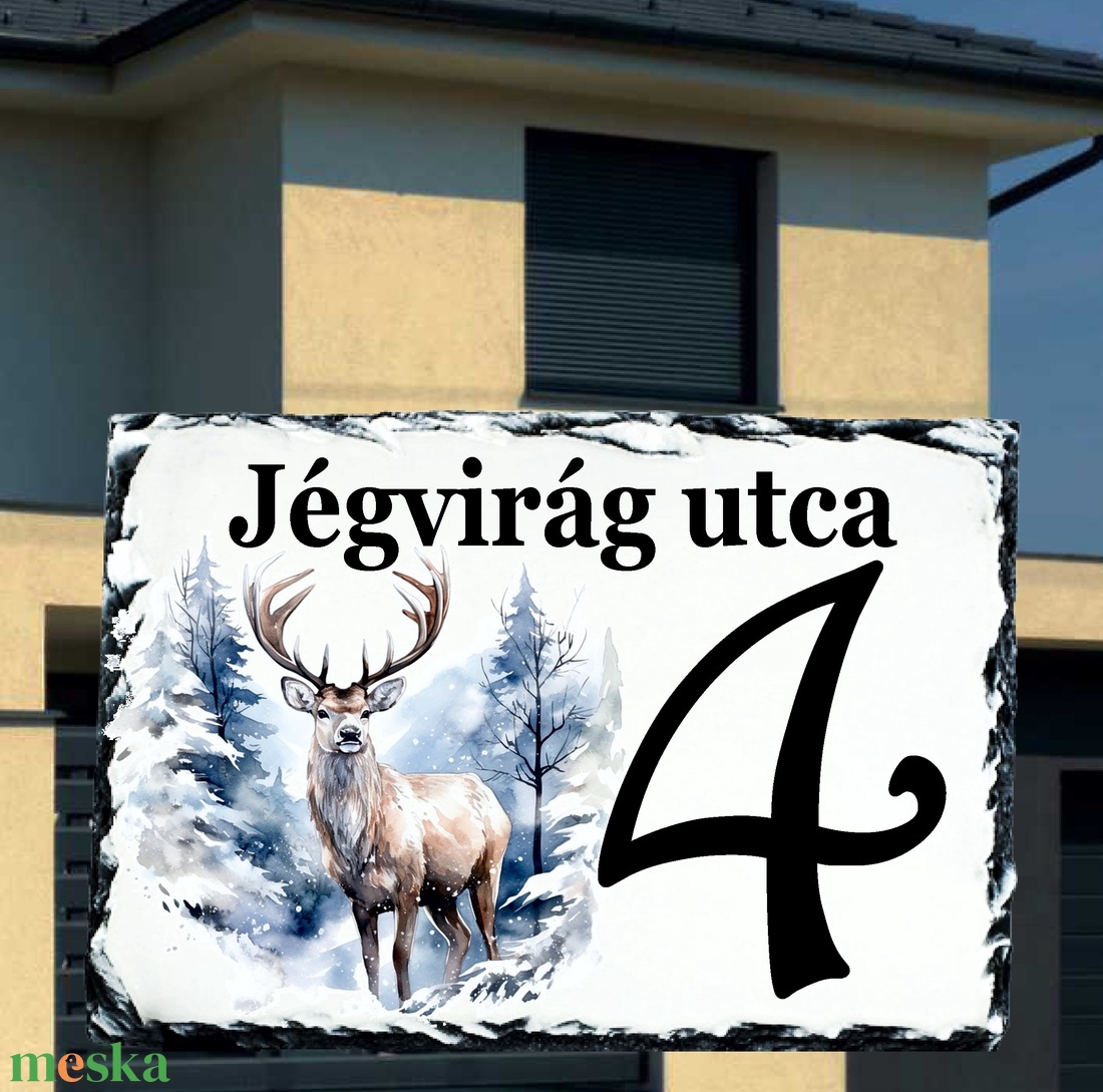 Házszámtábla szarvas mintával - otthon & életmód - ház & kert - házszám - Meska.hu