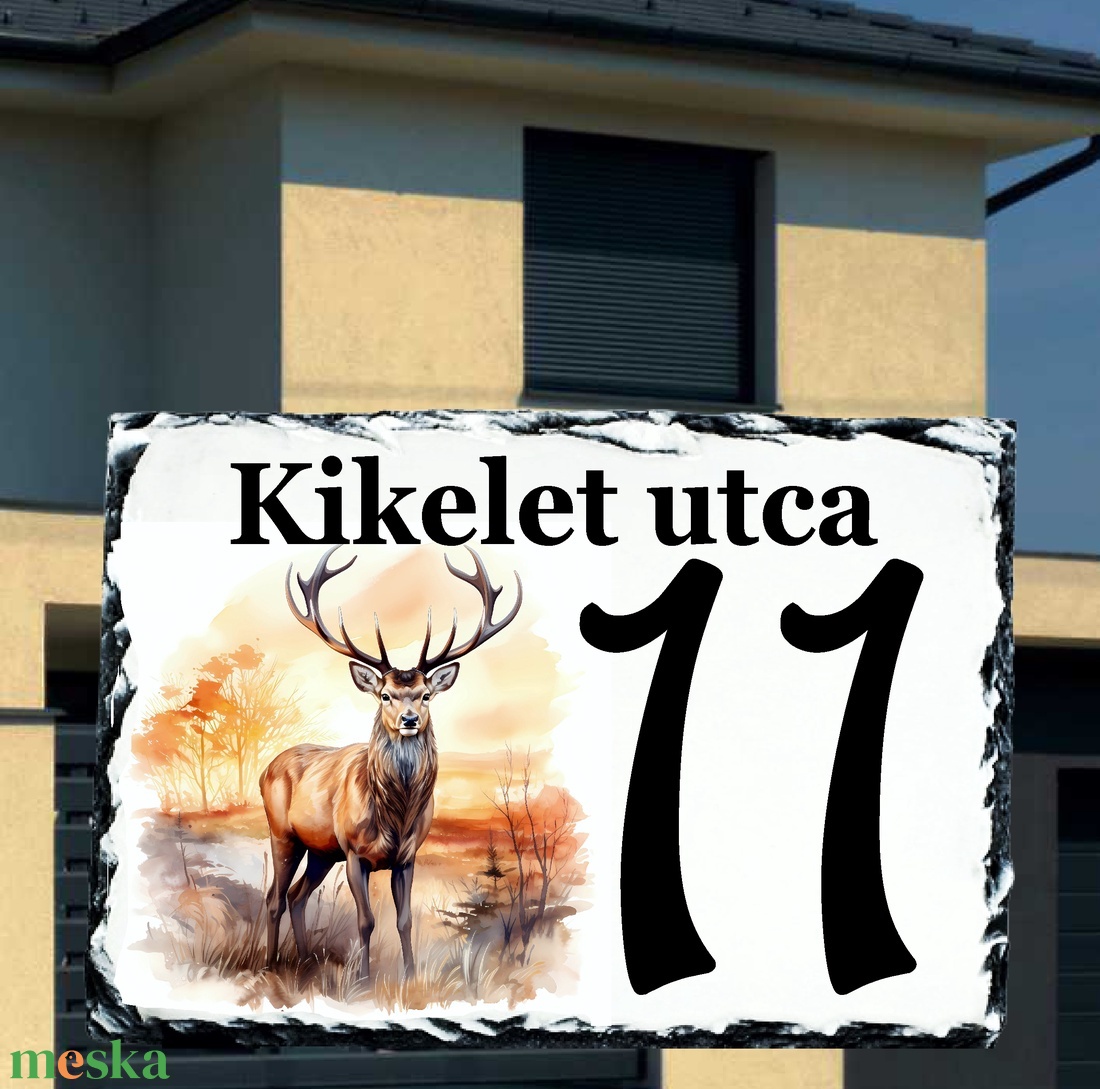 Házszámtábla szarvas mintával - otthon & életmód - ház & kert - házszám - Meska.hu