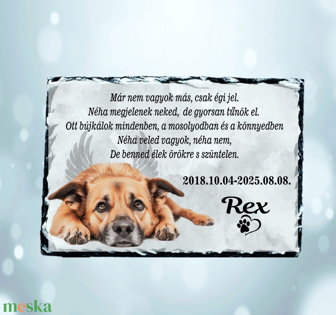 Fényképes síremlék, emléktábla kutyáknak - otthon & életmód - dekoráció - dísztárgy - Meska.hu
