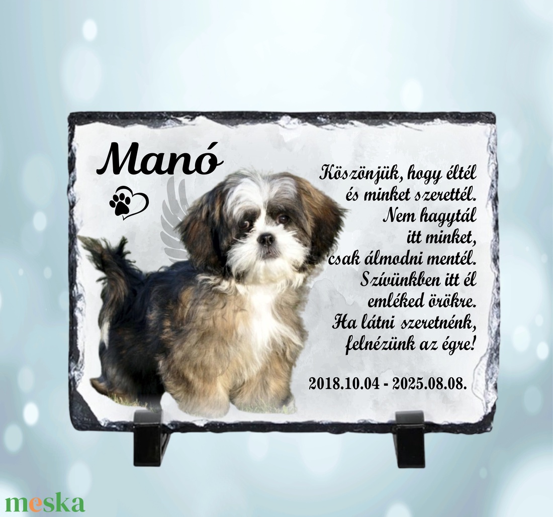 Fényképes síremlék, emléktábla kutyáknak - otthon & életmód - dekoráció - dísztárgy - Meska.hu