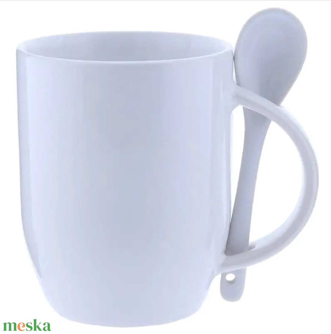 U alakú bögre kanállal - kérhető bármilyen felirattal, képpel, logóval - otthon & életmód - konyhafelszerelés, tálalás - tálalás - bögre & csésze - Meska.hu