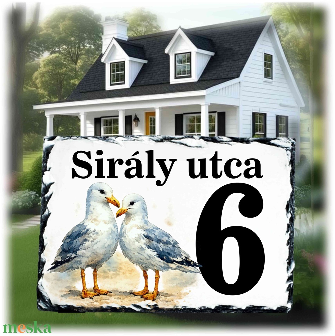 Házszámtábla sirály mintával - otthon & életmód - ház & kert - házszám - Meska.hu