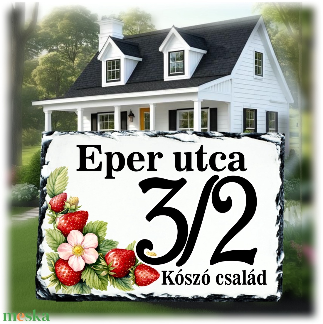 Házszámtábla eper mintával - otthon & életmód - ház & kert - házszám - Meska.hu