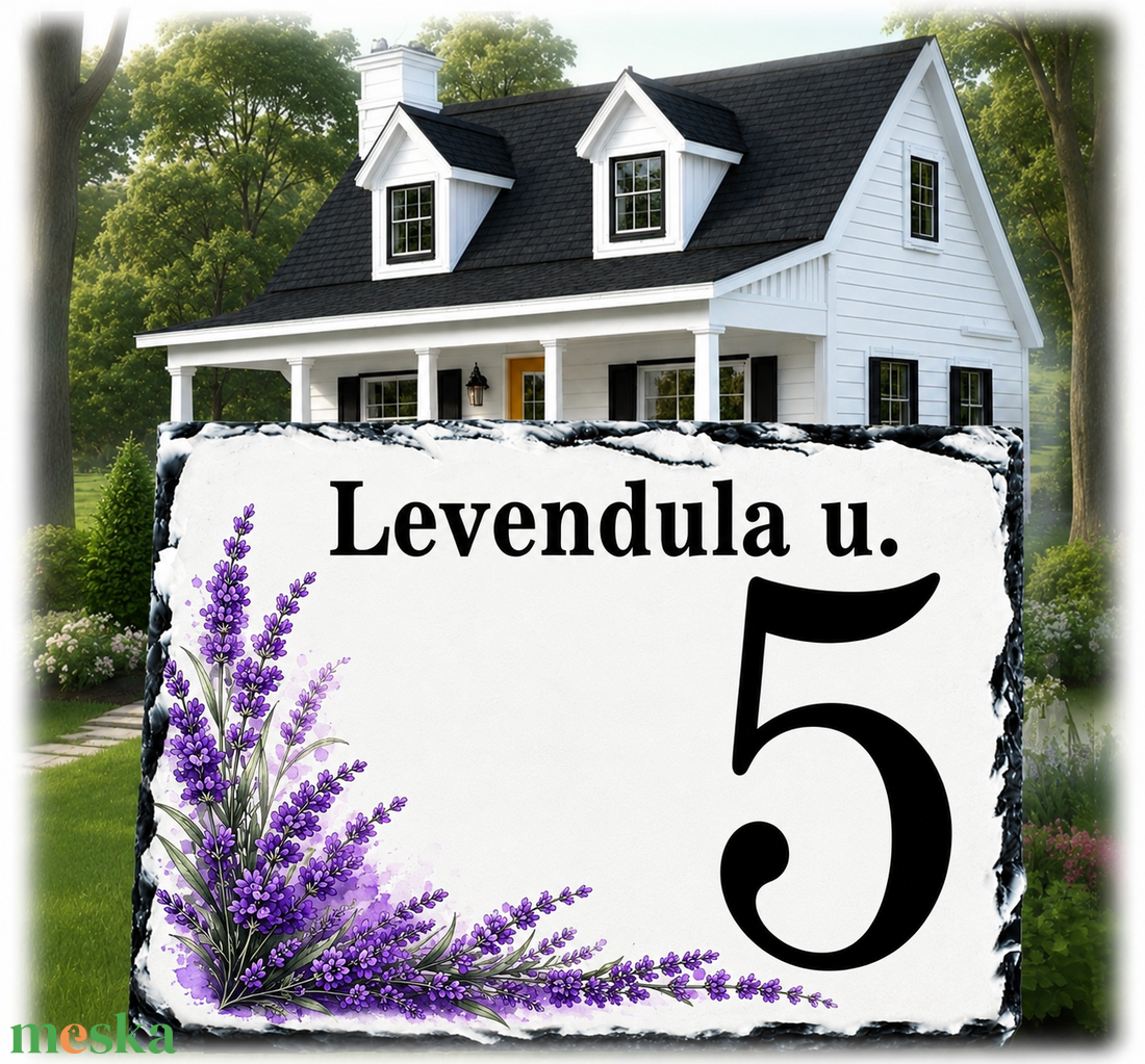Házszámtábla levendula mintával - otthon & életmód - ház & kert - házszám - Meska.hu
