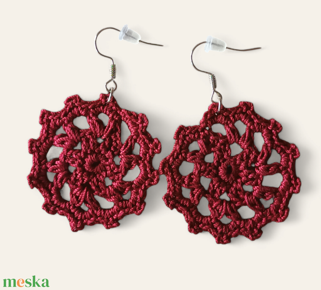 Kristály fülbevaló bordó  - ékszer - fülbevaló - lógó fülbevaló - Meska.hu