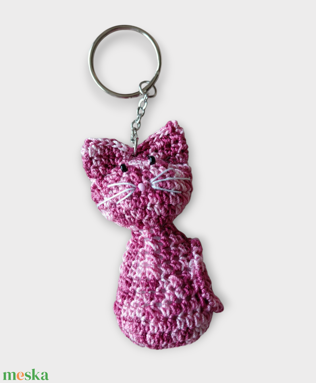 Cicás kulcstartó pink cirmos  - táska & tok - kulcstartó & táskadísz - kulcstartó - Meska.hu