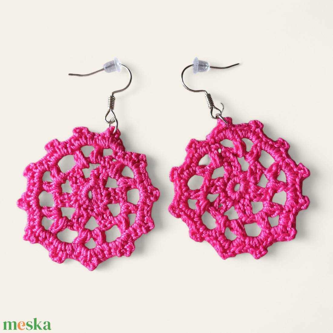 Kristály fülbevaló pink - ékszer - fülbevaló - lógó fülbevaló - Meska.hu