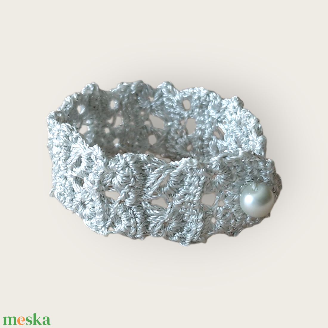 Csipke karkötő 2 soros ezüst  - ékszer - karkötő - fonott karkötő - Meska.hu