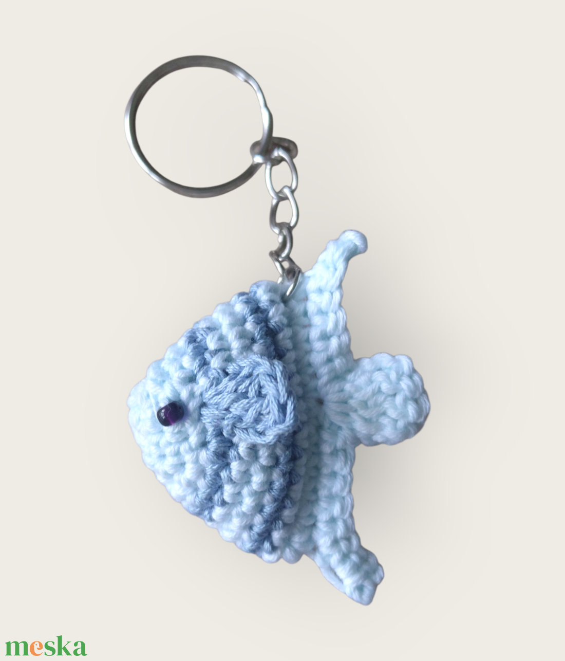 Halacska kulcstartó kék csíkos  - táska & tok - kulcstartó & táskadísz - kulcstartó - Meska.hu