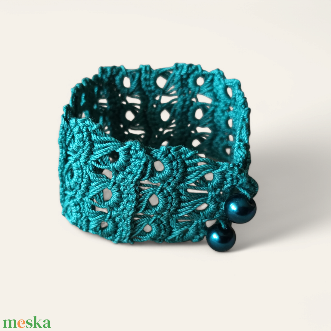 Csipke karkötő 3 soros smaragd  - ékszer - karkötő - fonott karkötő - Meska.hu