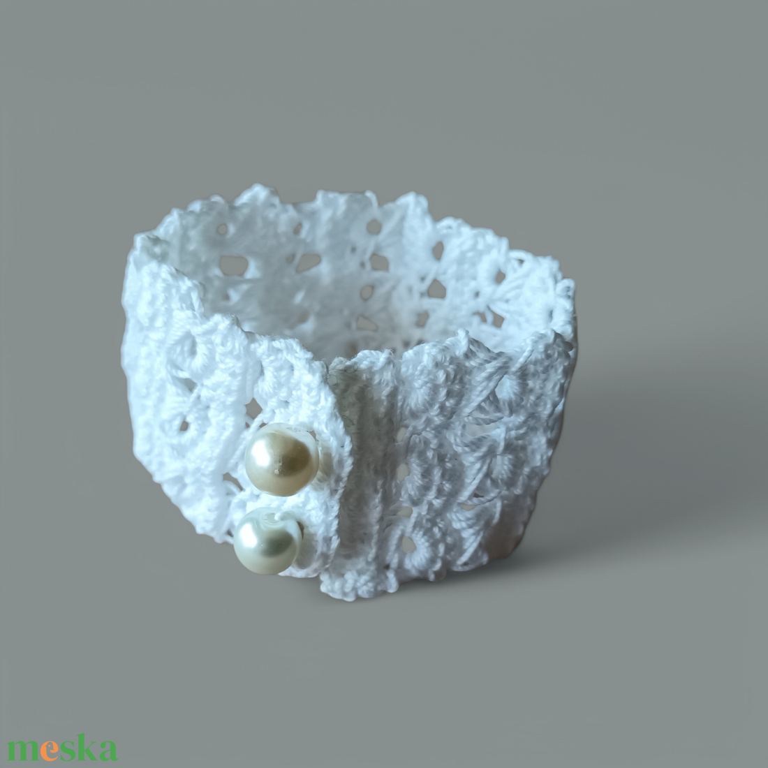 Csipke karkötő 3 soros fehér  - ékszer - karkötő - fonott karkötő - Meska.hu