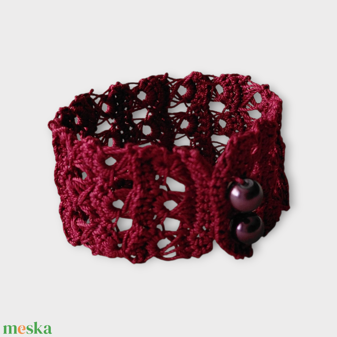 Csipke karkötő 3 soros bordó - ékszer - karkötő - fonott karkötő - Meska.hu
